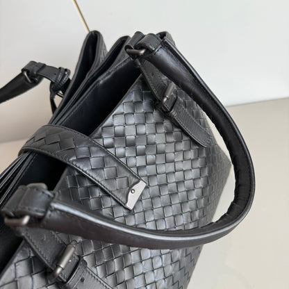 Bottega Veneta Roma Handbag Bag Intrecciato Nappa Leather Black Large 35cm