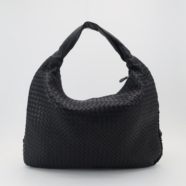 Bottega Veneta Hobo Maxi Midnight Navy Black leather Tiny Fringes 50cm