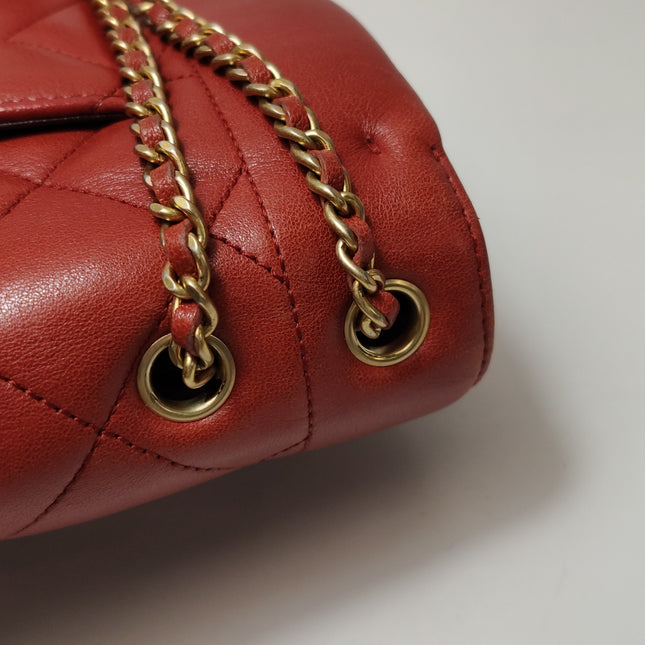 Chanel Diana CC Flap Bag Large Red Lambskin Leather 2014-2015
