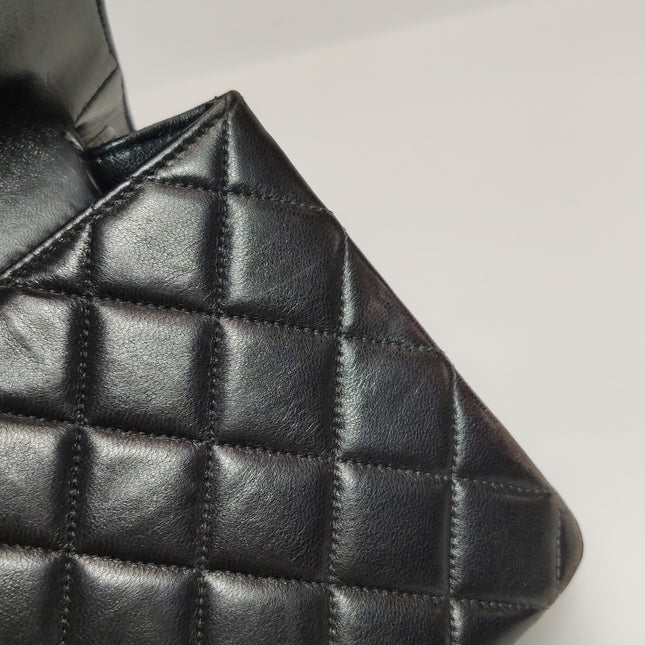 Chanel Double Sided Small Classic Flap Black Lambskin Leather 24k Gold Hardware, 1996-1997