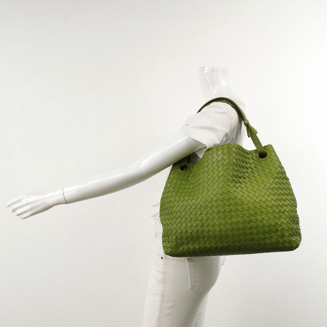 Bottega Veneta Garda Avocado Green Intrecciato Nappa Leather Large 33cm