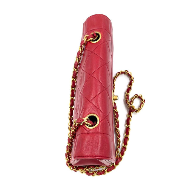 Chanel Diana CC Flap Bag Small Vintage Red Lambskin Leather with 24k Gold HW, 1989-1991