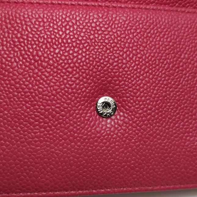 Chanel WOC Wallet on Chain Fuchsia Caviar Leather with Enamel Logo