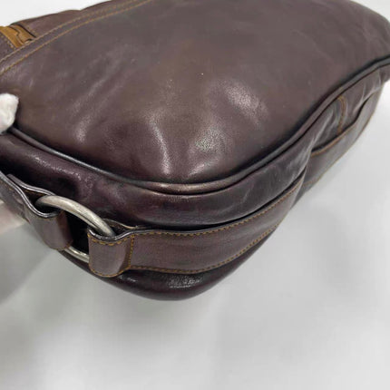 Dior Vintage Gaucho Large Dark Brown Leather Crossbody Bag 36cm