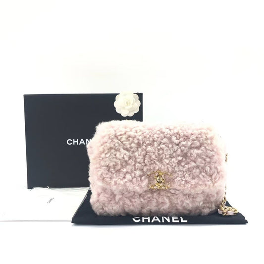 Chanel 19 Bag 2021 Small Pink Shearling Flap Bag-Luxbags