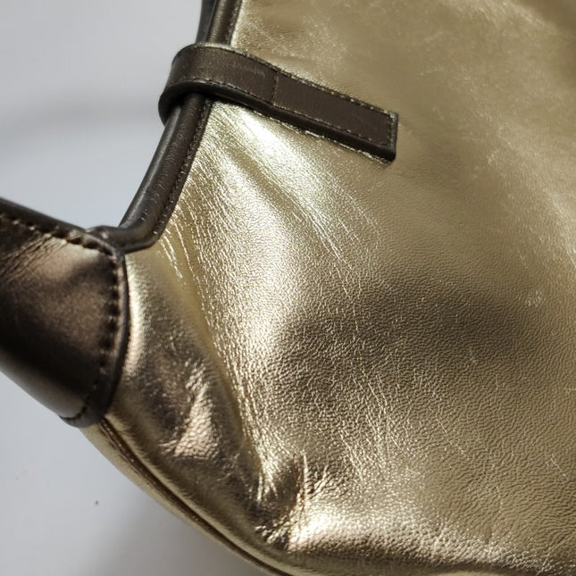 Sold Gucci Jackie Vintage Mini Gold Lambskin Leather Brown Calfskin Leather