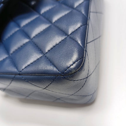 Chanel Classic Flap Rectangular Mini 2015 Navy Lambskin Gold Hardware