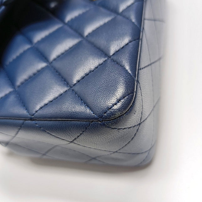 Chanel Classic Flap Rectangular Mini 2015 Navy Lambskin Gold Hardware