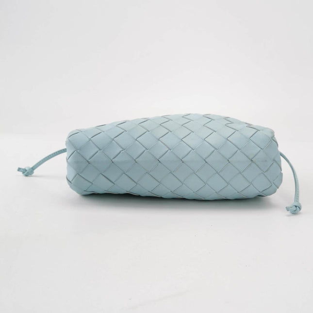 Sold Bottega Veneta Pouch Mini Intrecciato Blue Lambskin Leather Crossbody Bag