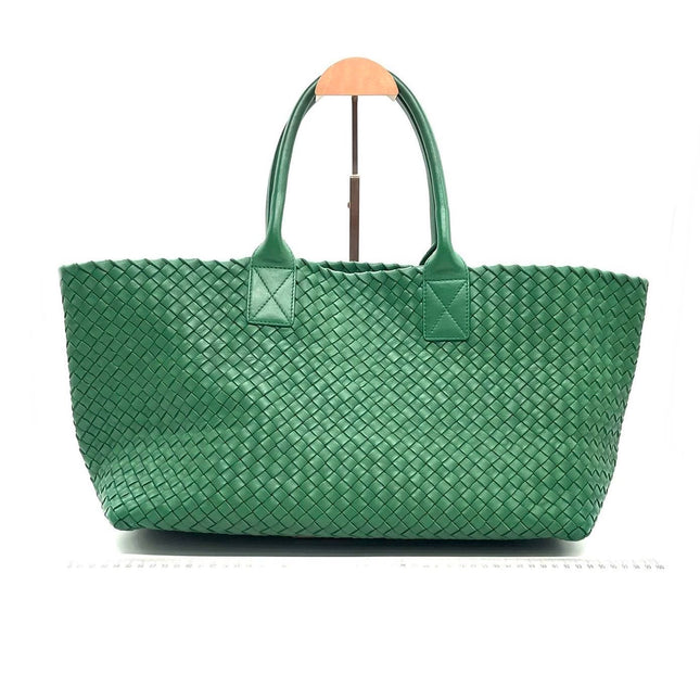 Sold Bottega Veneta Cabat Large Intreccio Leather Tote Bag Dark Green with Pouch 40cm