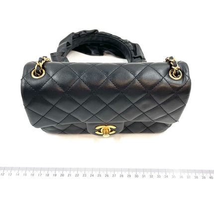 Chanel Romance Classic Flap Rectangular Mini Black Lambskin Leather Gold Hardware, 2021