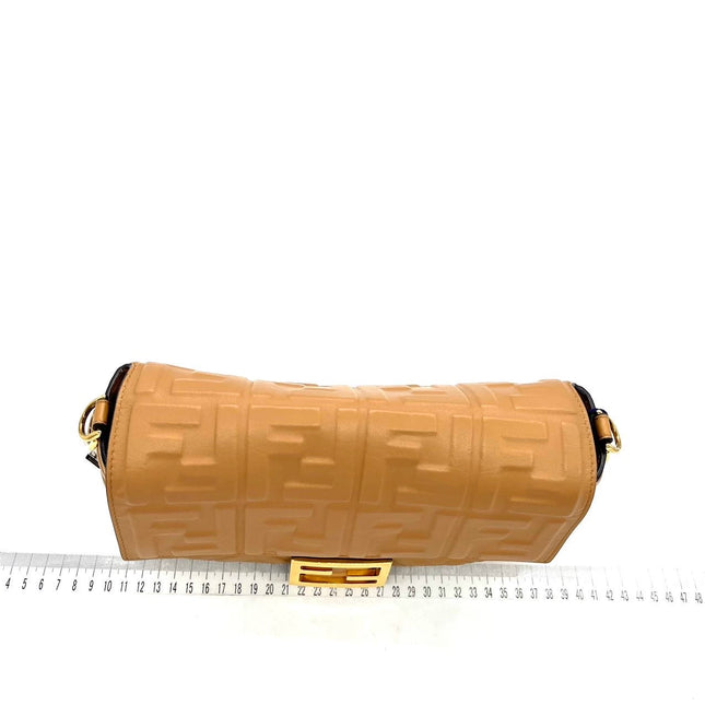 Sold FENDI Baguette Camel Leather 3D FF Motif Crossbody bag