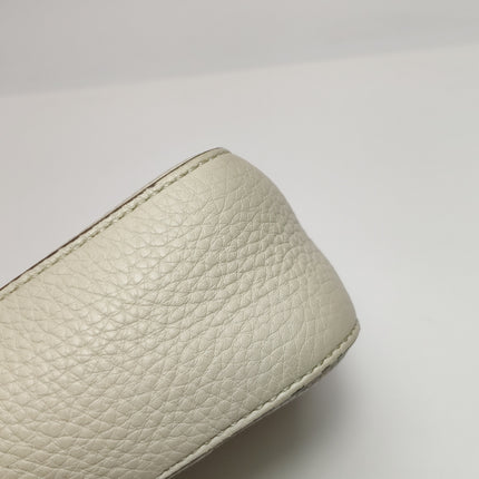 Fendi Baguette Selleria Medium White Grey Calfskin Leather Green Interior Crossbody Bag