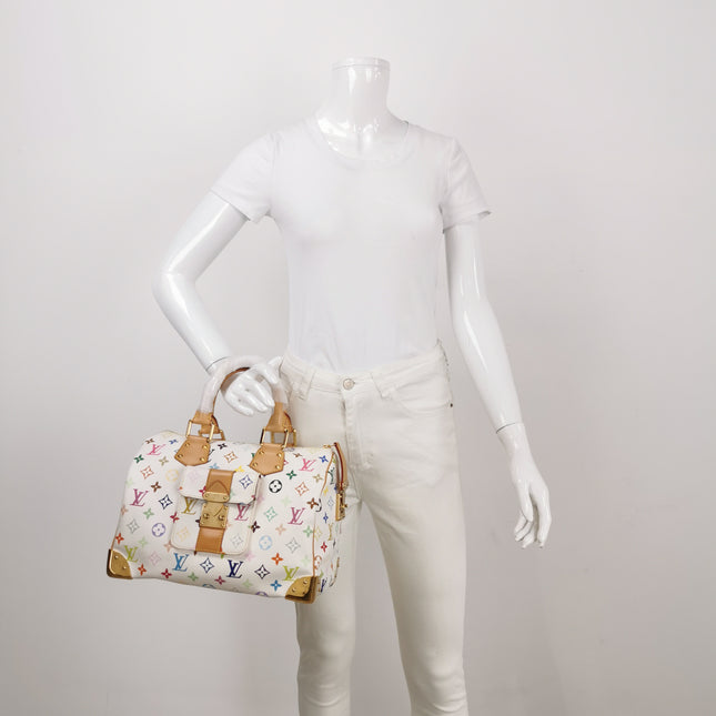 Louis Vuitton x Takashi Murakami Speedy 30 Lock White Multicolor