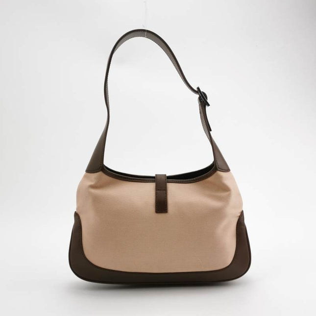 Sold Gucci Jackie Vintage Small Brown Leather and Fabric Silver Hardware