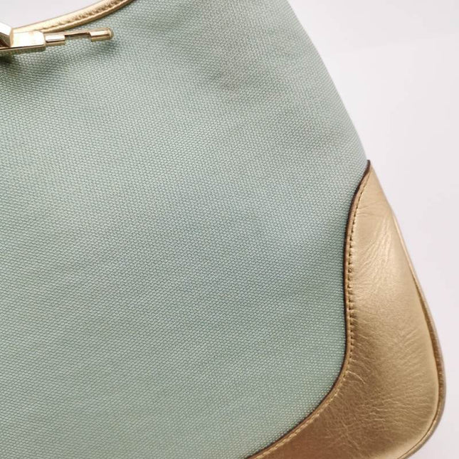 Sold Gucci Jackie Vintage Mini Blue Nylon with Gold Leather Shoulder Bag Medium