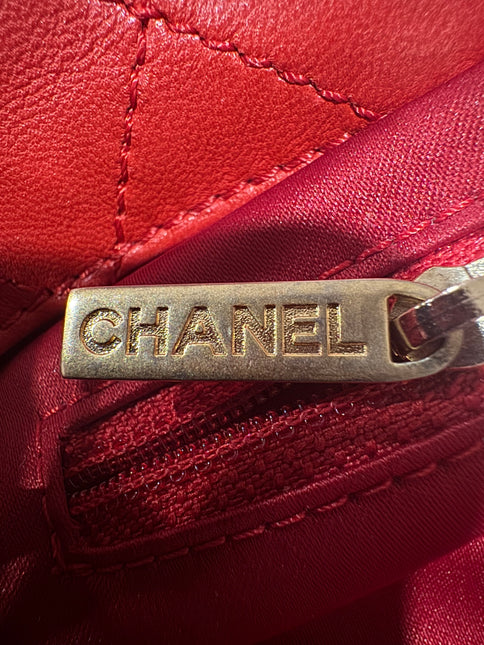 Chanel Shopping Tote Red Lambskin Leather Gold Hardware 2013-14