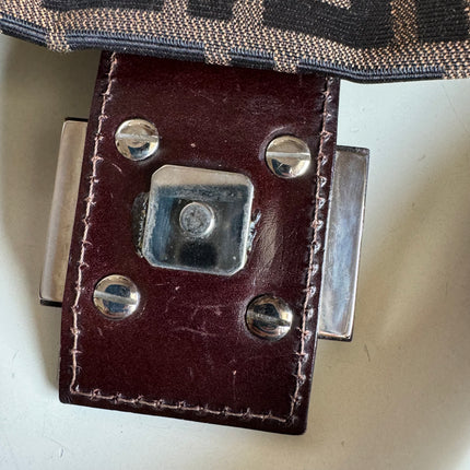 Fendi Baguette Zucca Monogram with Straw Floral Embroidery