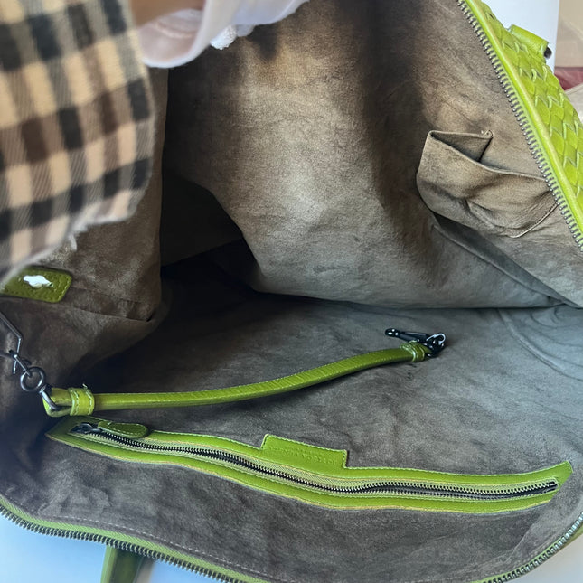 Bottega Veneta Maxi Convertible Tote Bag Hobo Green Leather Two-way Carry 52cm