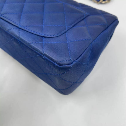 Chanel Classic Flap Mini 2013 Blue Silk Satin Gold Hardware