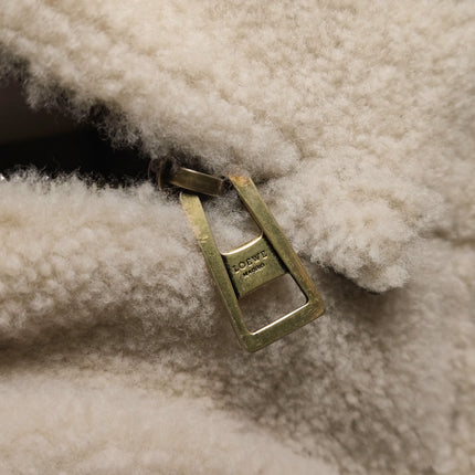 Loewe Amazona Small 29 White Shearling Gold Hardware Top Handle Bag