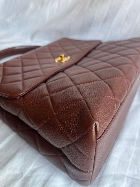 Chanel Vintage Top Handle Kelly Dark Caramel Flap Bag Caviar Leather 24k Gold Plated Hardware, 1996-1997