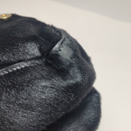 Fendi Mamma Baguette Black Ponyhair Calfskin Leather Shoulder Bag