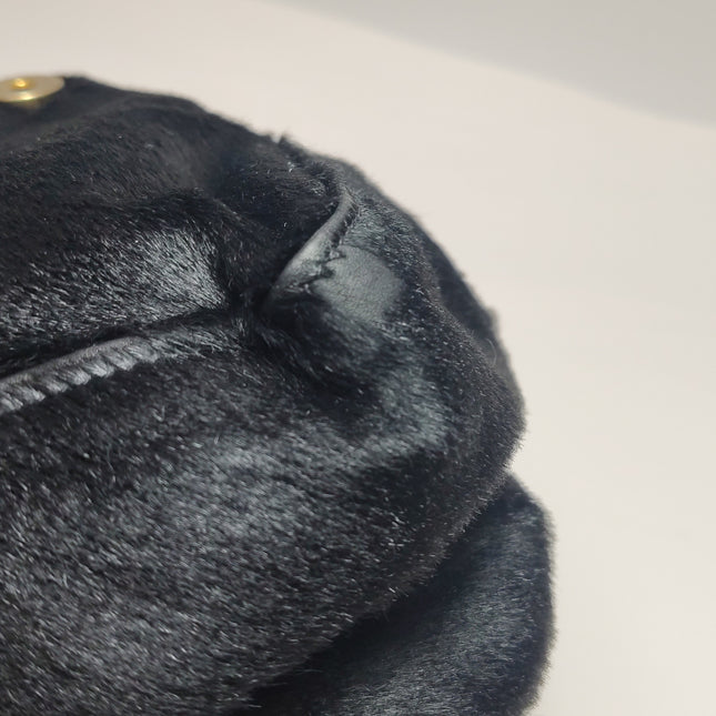 Fendi Mamma Baguette Black Ponyhair Calfskin Leather Shoulder Bag