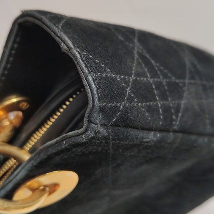 Lady Dior Vintage Medium Black Suede Leather Gold Hardware 1997
