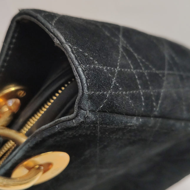 Lady Dior Vintage Medium Black Suede Leather Gold Hardware 1997