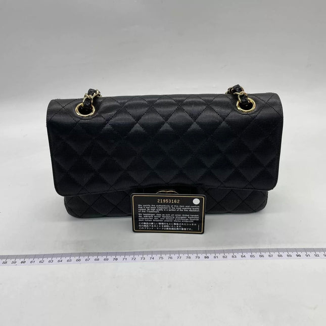 Chanel Classic Flap Medium 2016 Black Pixel Effect Calfskin Leather Gold Hardware