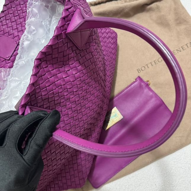 Bottega Veneta Cabat Large Intreccio Leather Tote Bag Purple with Pouch 42cm