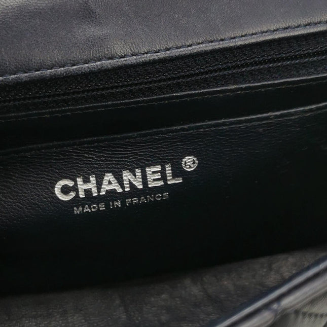Chanel Classic Flap Mini 2014 Navy Lambskin Leather Silver Hardware