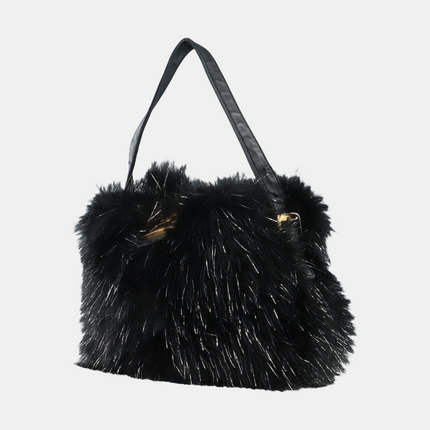Sold Fendi Baguette Black Furry Pink Interior Shoulder Bag