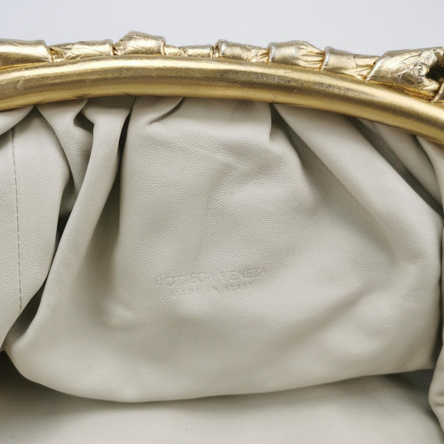 Bottega Veneta Pouch Large Metallic Gold Wrinkled Leather