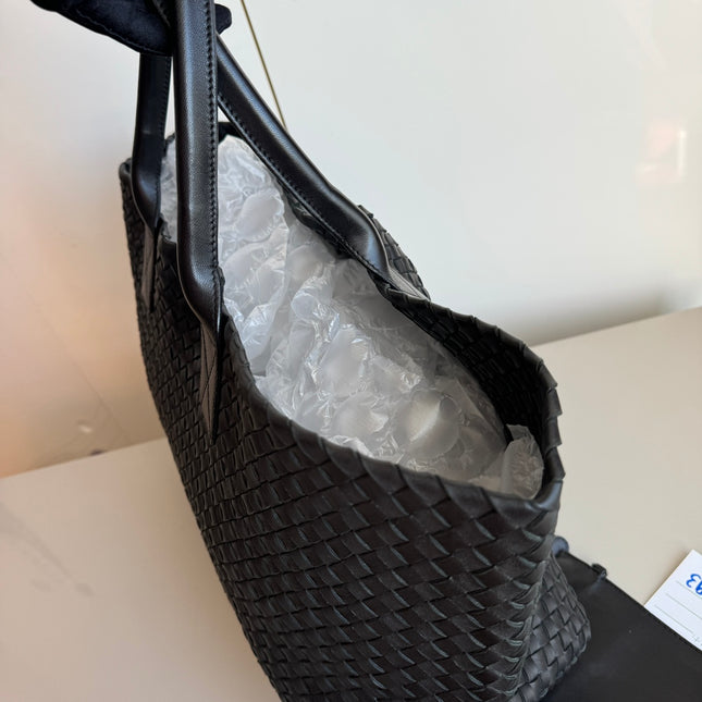 Sold Bottega Veneta Cabat Large Intreccio Leather Tote Bag Black 40cm
