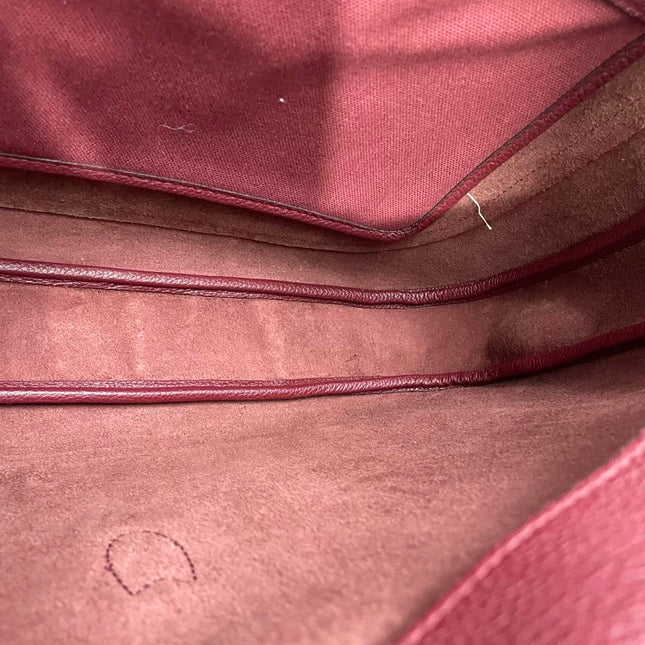 Gucci Jackie 1961 Burgundy Large Pebbled Leather Shoulder Bag with Strap