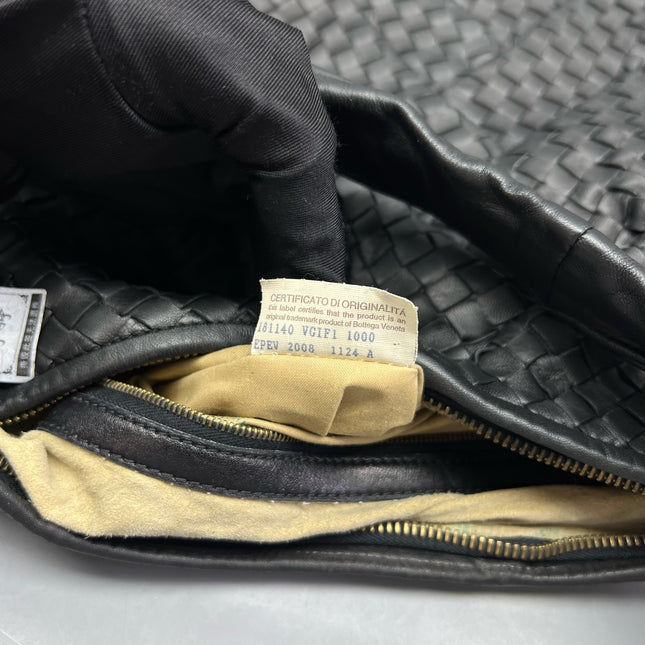 Bottega Veneta Veneta Hobo Maxi Black Leather Pleated 50cm