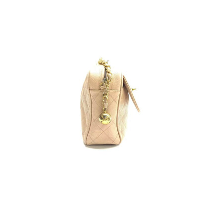 Chanel Medium Camera Case Bag Beige Caviar Leather Gold Hardware