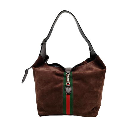 Gucci Jackie 1961 Medium Brown Suede Shoulder Tote Bag-Luxbags