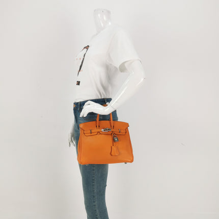 Hermes Birkin 25 Orange H 93 Epsom Leather Palladium Hardware
