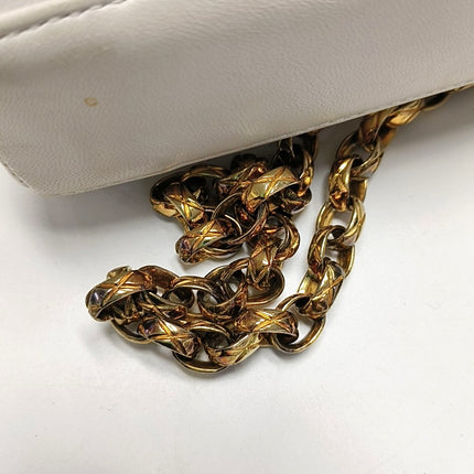 Chanel Diana CC Flap Bag Small Vintage White Lambskin Leather with 24k Gold HW, 1989-1991