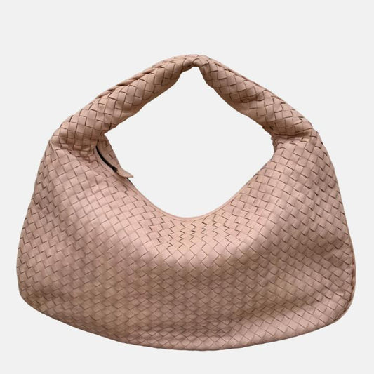 Bottega Veneta Veneta Hobo Medium Light Nude Pink Intrecciato Leather Bag 48cm-Luxbags