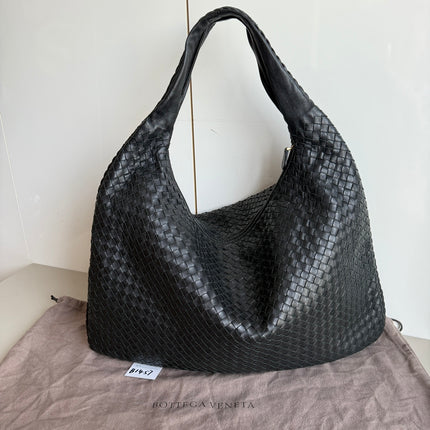Bottega Veneta Veneta Hobo Maxi Black Leather 52cm-Luxbags