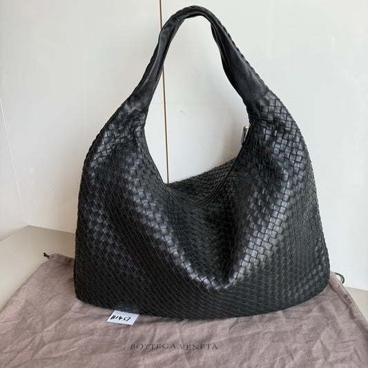 Bottega Veneta Veneta Hobo Maxi Black Leather 52cm-Luxbags