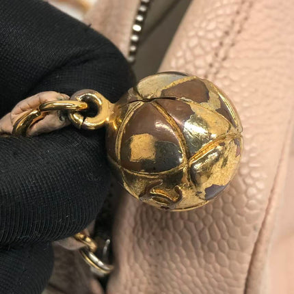 Chanel Medium Camera Case Bag Beige Caviar Leather Gold Hardware
