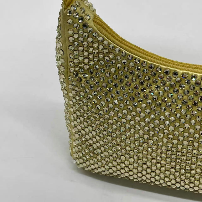 Prada Re-Edition 2000 Mini Yellow Glitter Nylon Shoulder Bag