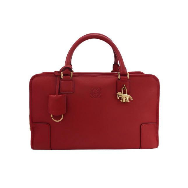 Loewe Amazona 36 Medium Red Leather Horse Lock Gold-tone Hardware