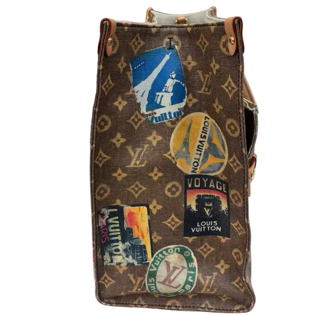 Sac cabas Louis Vuitton OnTheGo Large Hotel Labels Monogram Marron