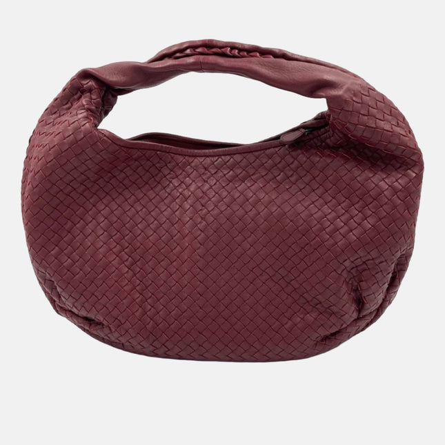 Sold Bottega Veneta Belly Hobo Intrecciato Burgundy Large 50cm